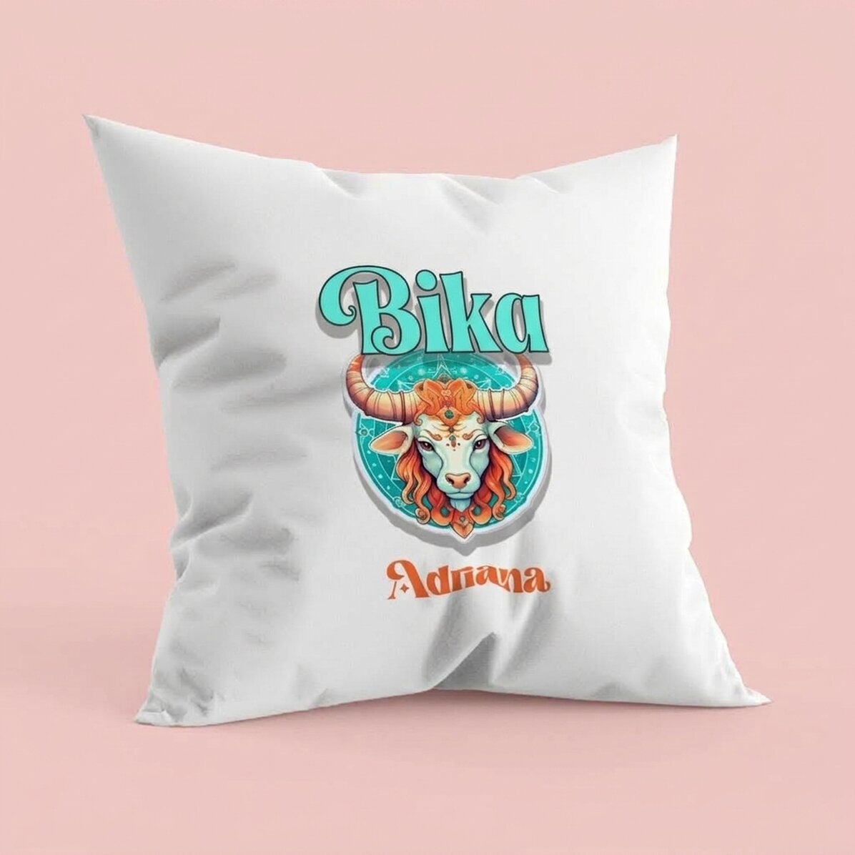 Személyre szabott párna névvel és állatöv jelével - Bika
