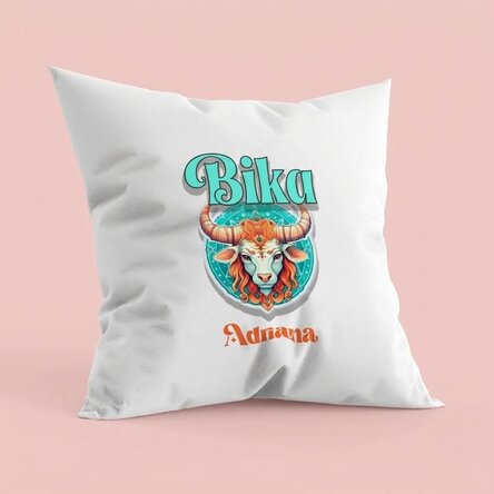 Személyre szabott párna névvel és állatöv jelével - Bika
