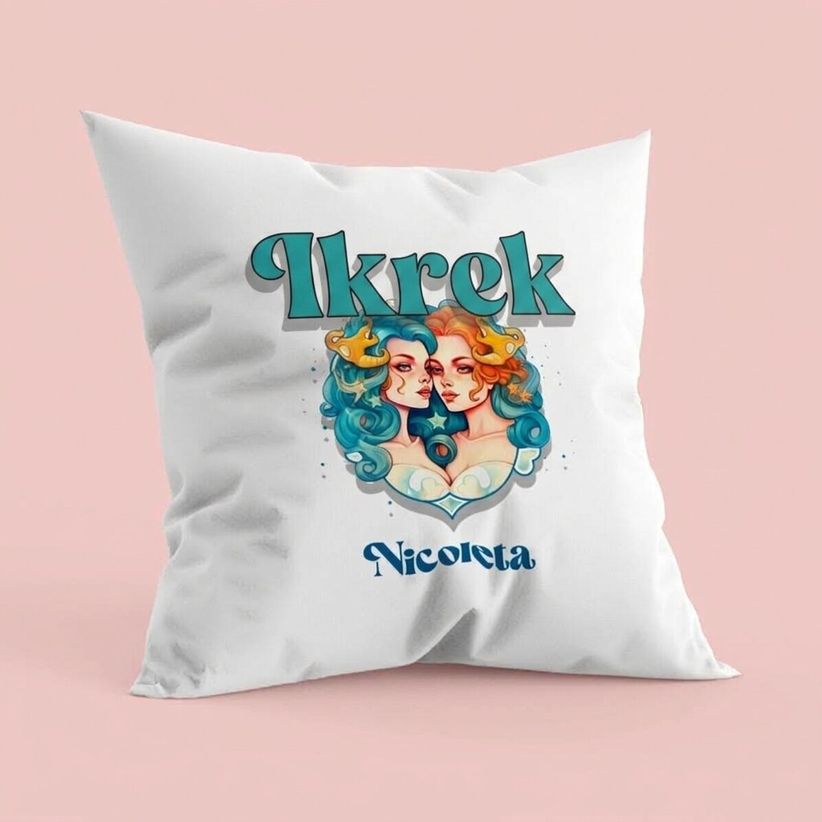 Személyre szabott párna névvel és állatöv jelével - Ikrek