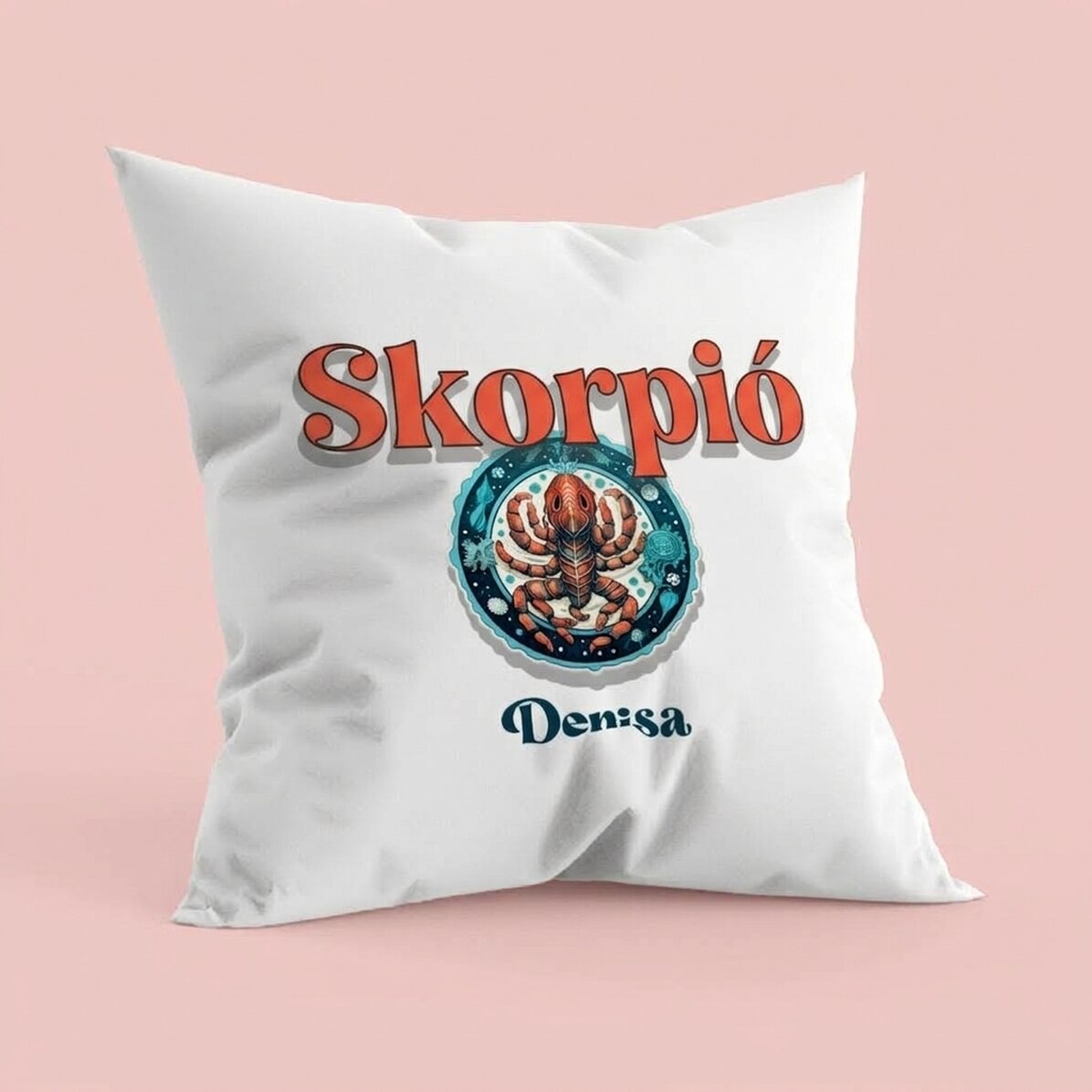 Személyre szabott párna névvel és állatöv jelével - Skorpió