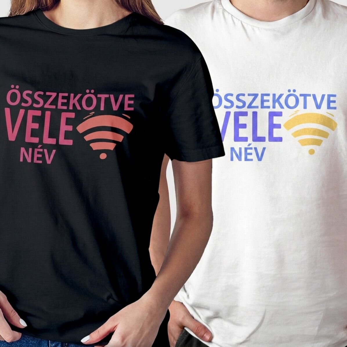 Egyedi pamut póló szöveggel - Connected to