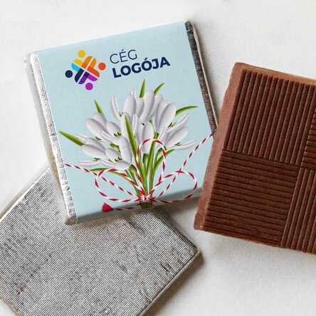 Mini csokoládé, logóval és szöveggel személyre szabva – Hóvirágok