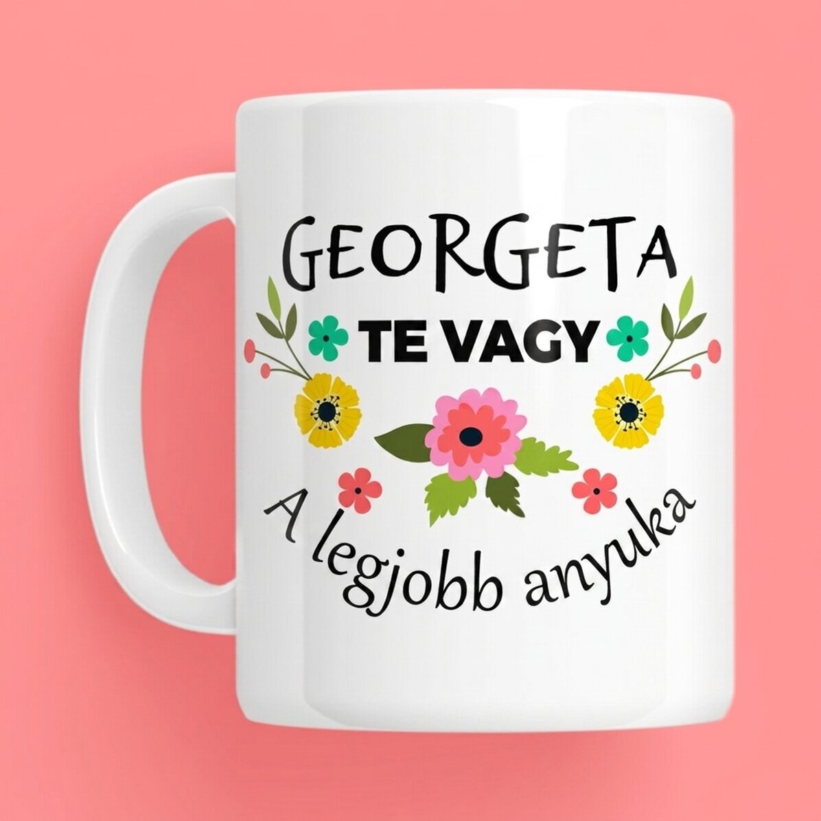 Személyre szabott bögre szöveggel - Tavaszi virágok