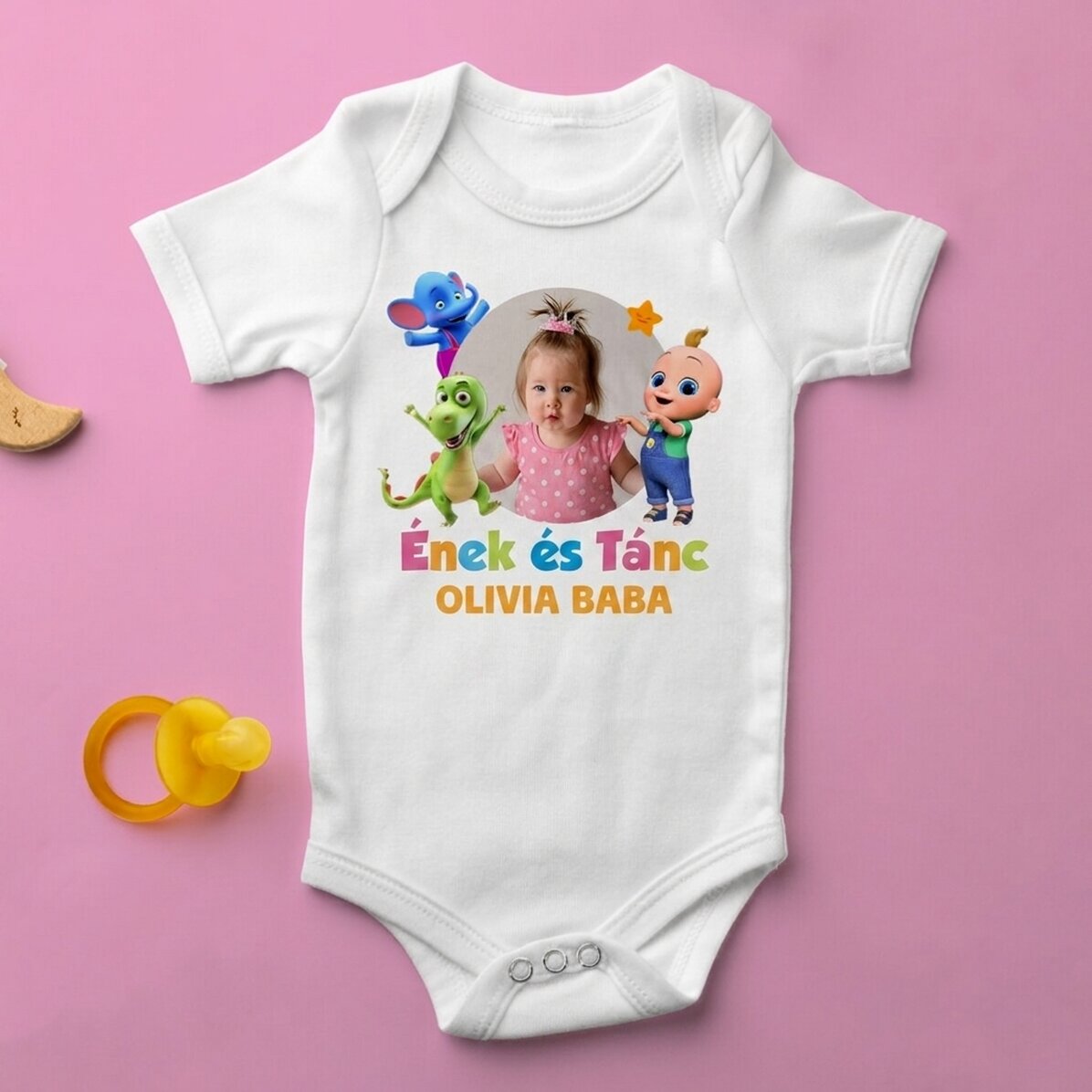 Személyre szabott baba body névvel és fotóval - TraLaLa