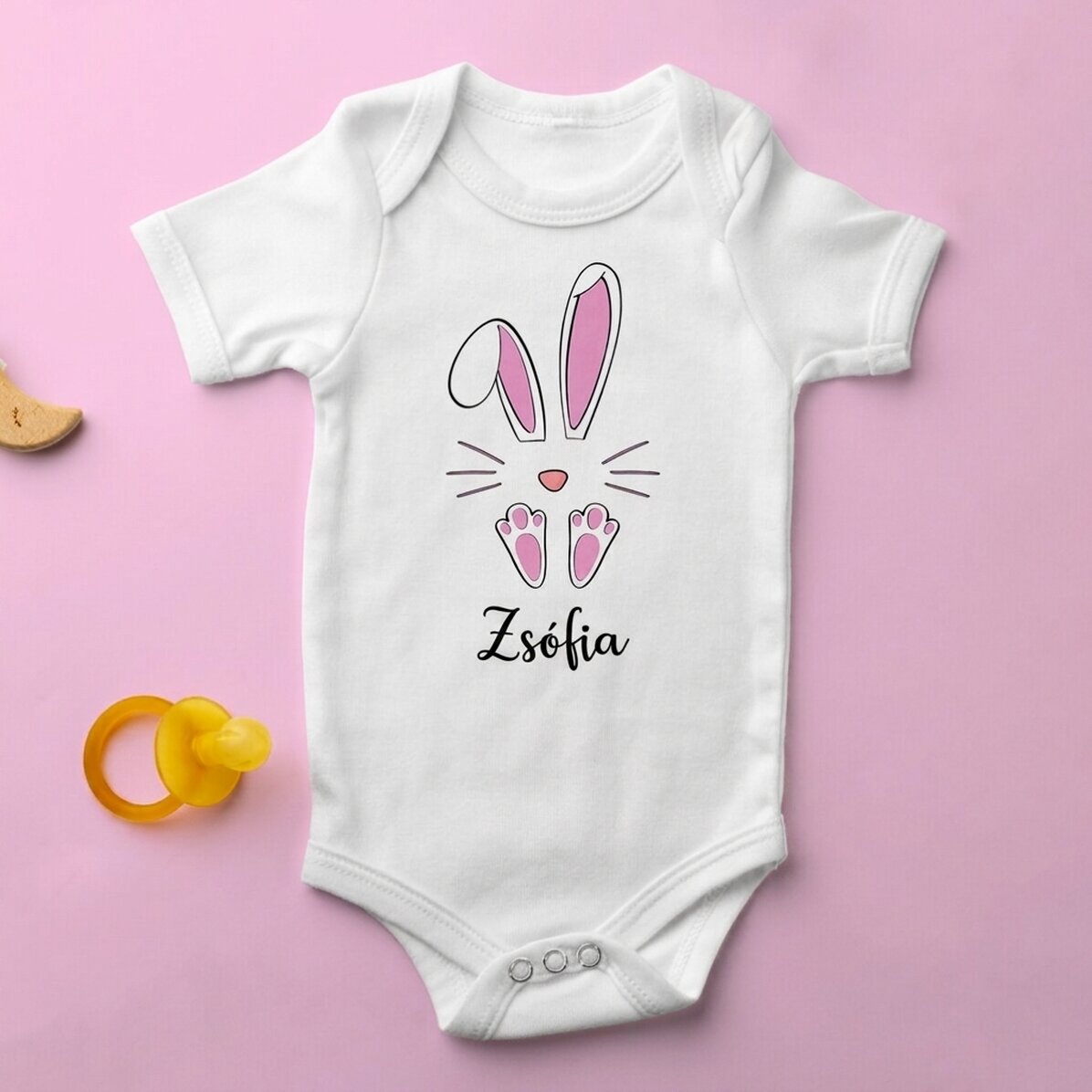 Személyre szabott baba body névvel - Húsvéti nyuszi