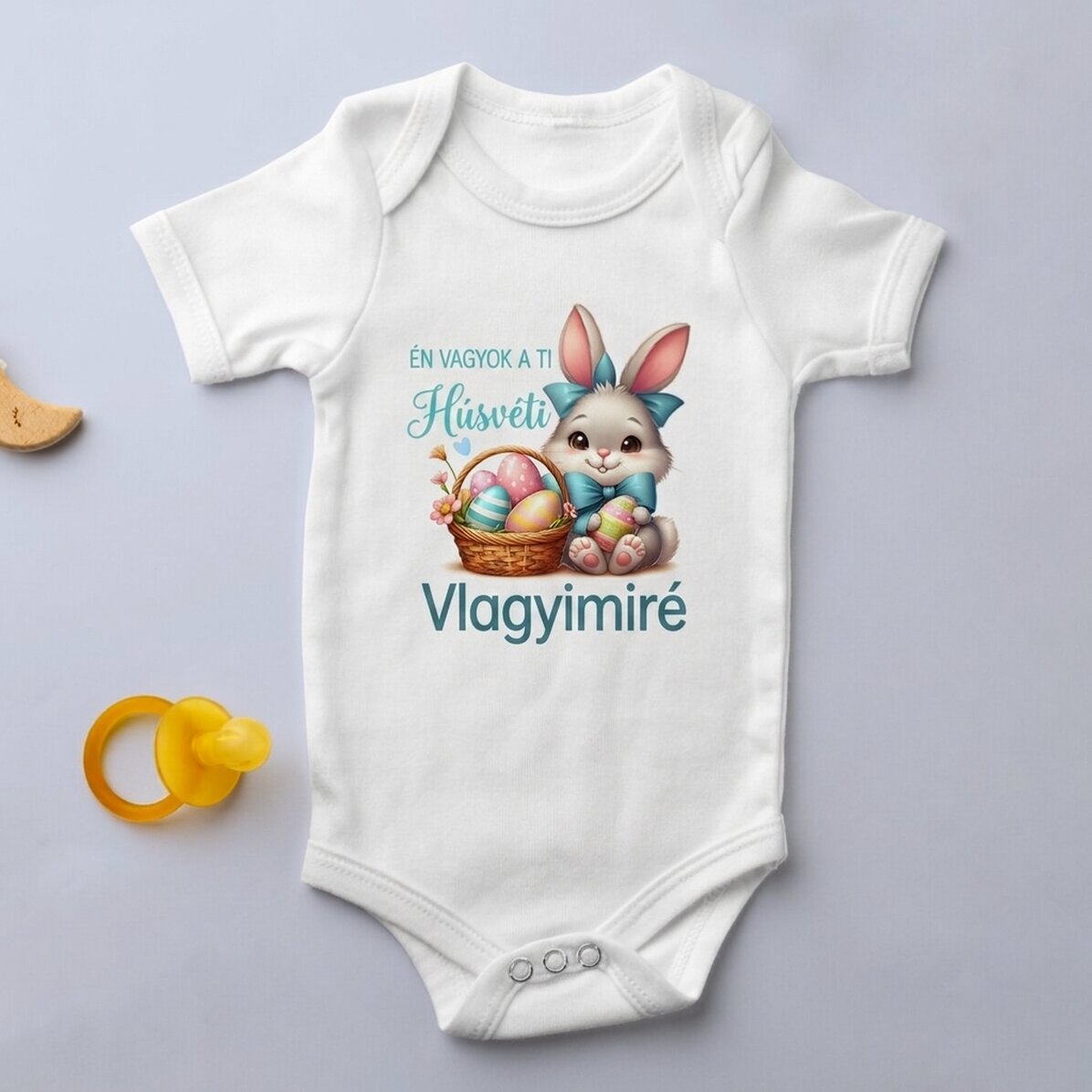 Személyre szabott baba body üzenettel - Húsvéti ajándék, kisfiú