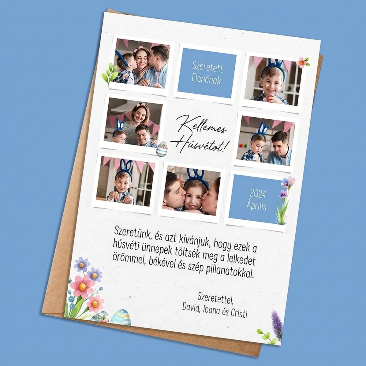Személyre szabott kártya fotókkal és üzenettel – Kellemes húsvétot!