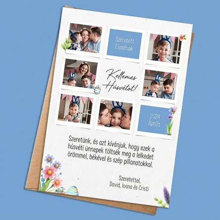Személyre szabott kártya fotókkal és üzenettel – Kellemes húsvétot!