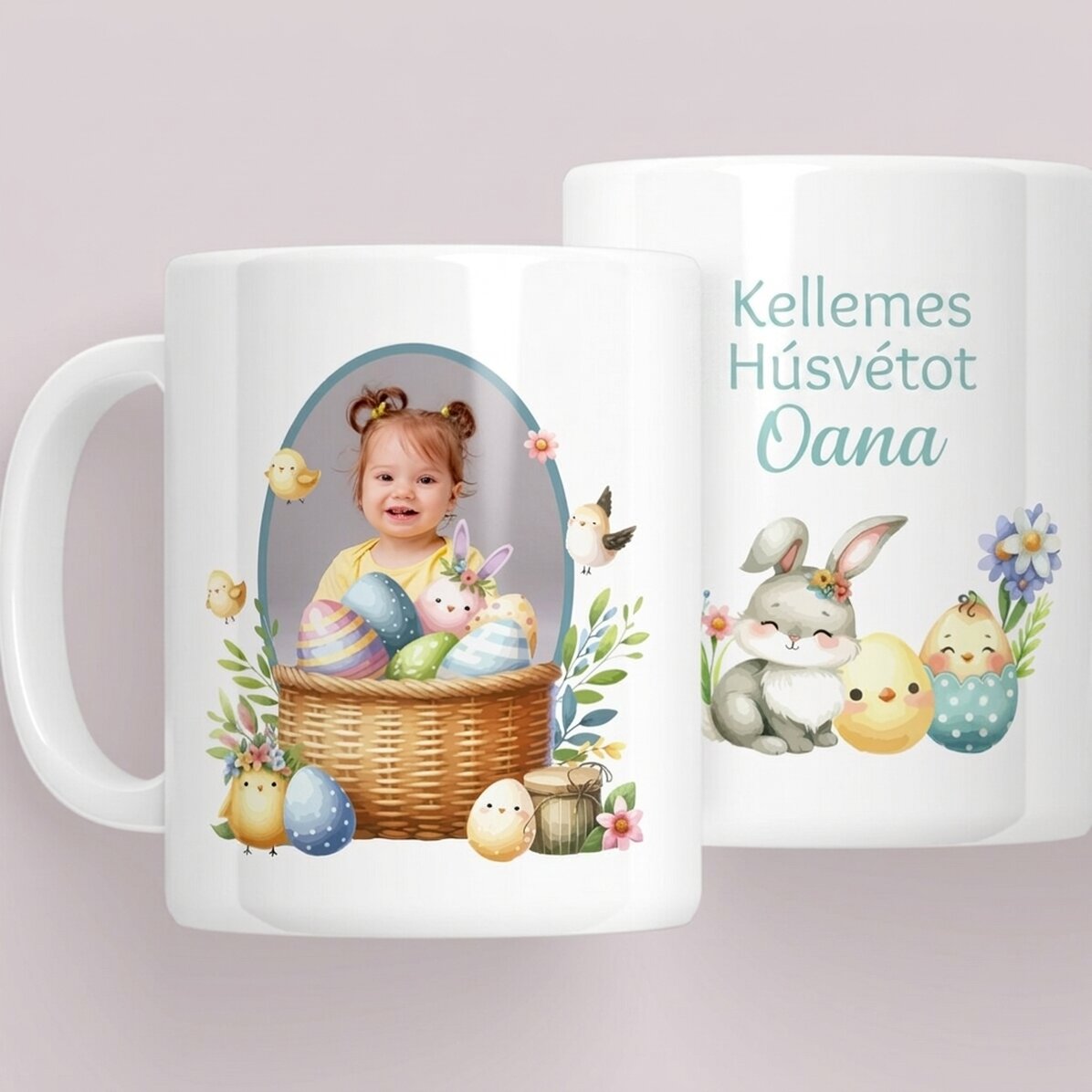 Személyre szabott bögre üzenettel és fotóval - Nyuszi