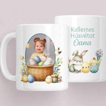 Személyre szabott bögre üzenettel és fotóval - Nyuszi