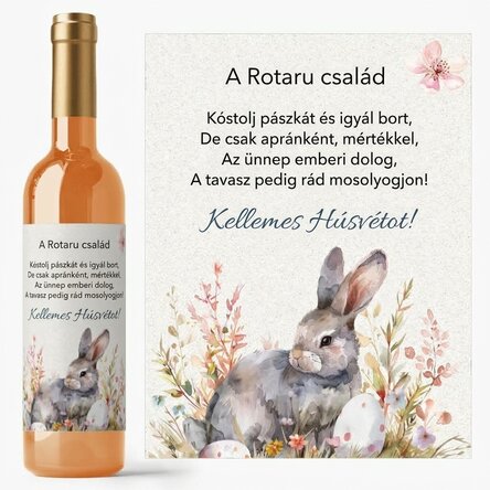 Személyre szabott bor húsvéti üzenettel – Cuki nyuszi