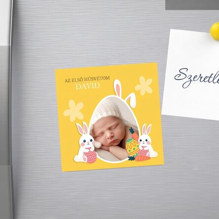 Személyre szabott 10x10-es mágnes fotóval és üzenettel – Húsvét
