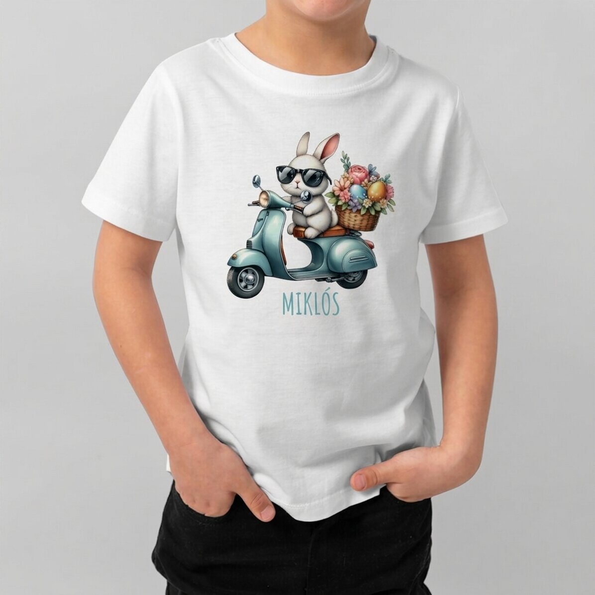 Személyre szabott pamut póló gyerekeknek névvel - Cool bunny