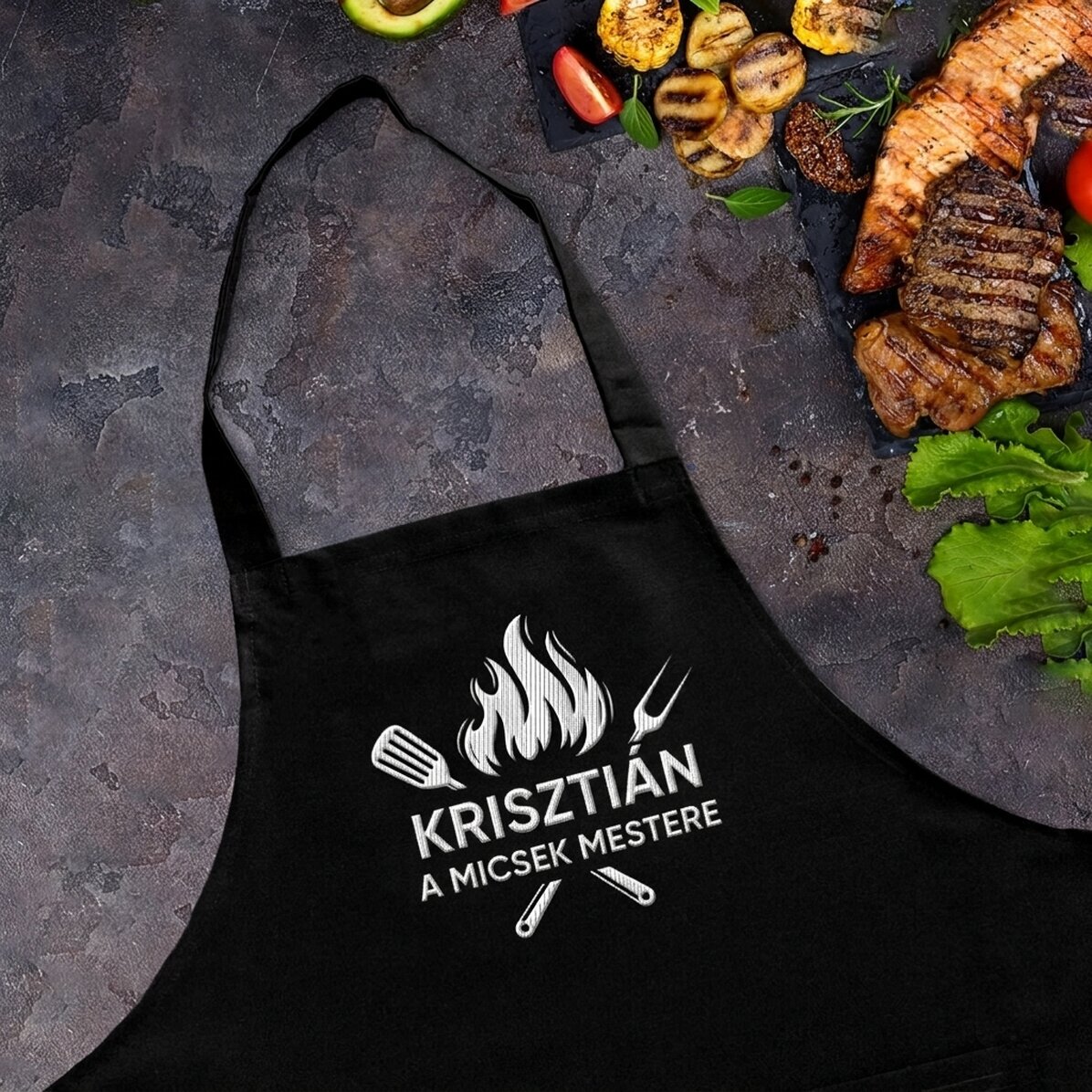 Személyre szabott kötény üzenettel - A grill mestere
