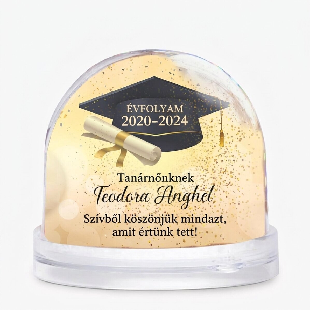 Személyre szabott asztali földgömb fotóval és szöveggel – Érettségi