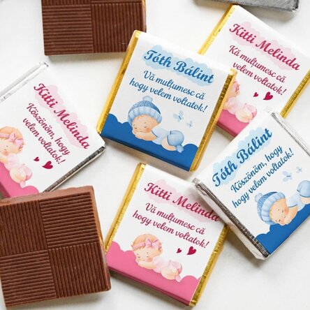 Személyre szabott mini csokoládé keresztelő ajándék - Baba