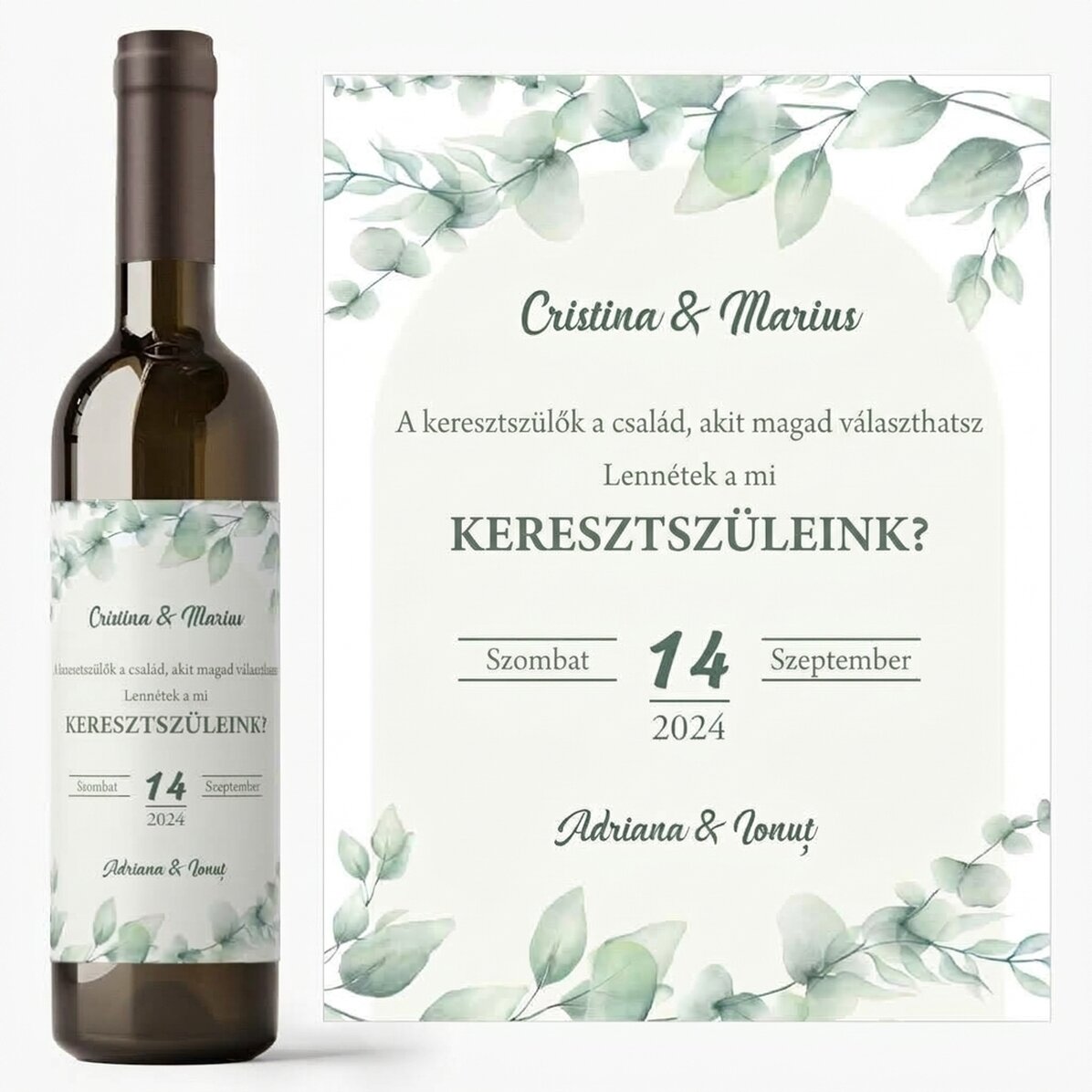 Személyre szabott bor szöveggel - Keresztapáknak