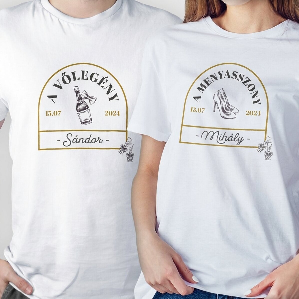Személyre szabott pamut póló szöveggel esküvőkhöz - Vintage Love