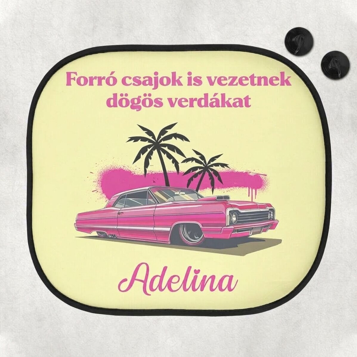 Személyre szabott, felirattal ellátott autó napellenző – Rózsaszín