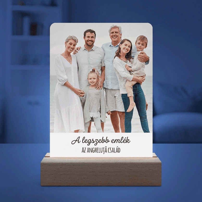 Személyre szabott LED éjszakai lámpa fotóval és üzenettel