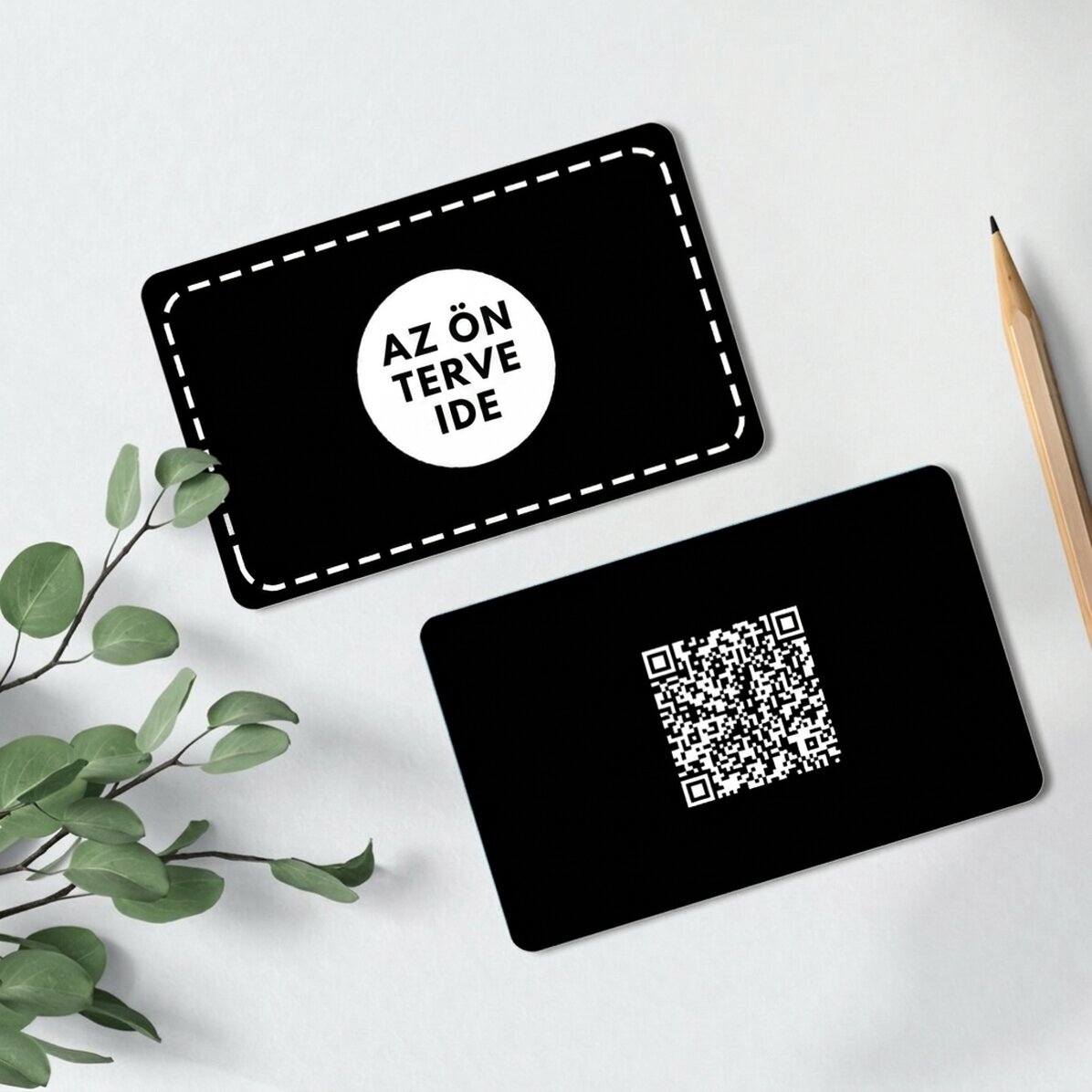 Személyre szabott, kétoldalas alumínium névjegykártya QR-kóddal és az Ön grafikájával - Elérhetősége