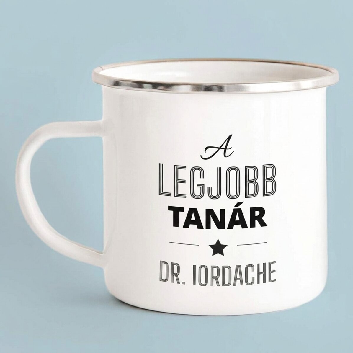Személyre szabott zománcozott fém bögre üzenettel - Tanár