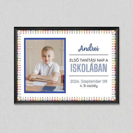 Személyre szabott kép szöveggel és 1 fotóval – Vissza az iskolába