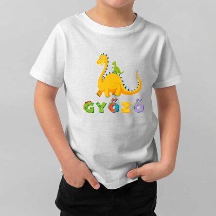 Személyre szabott pamut póló gyerekeknek szöveggel - Dino