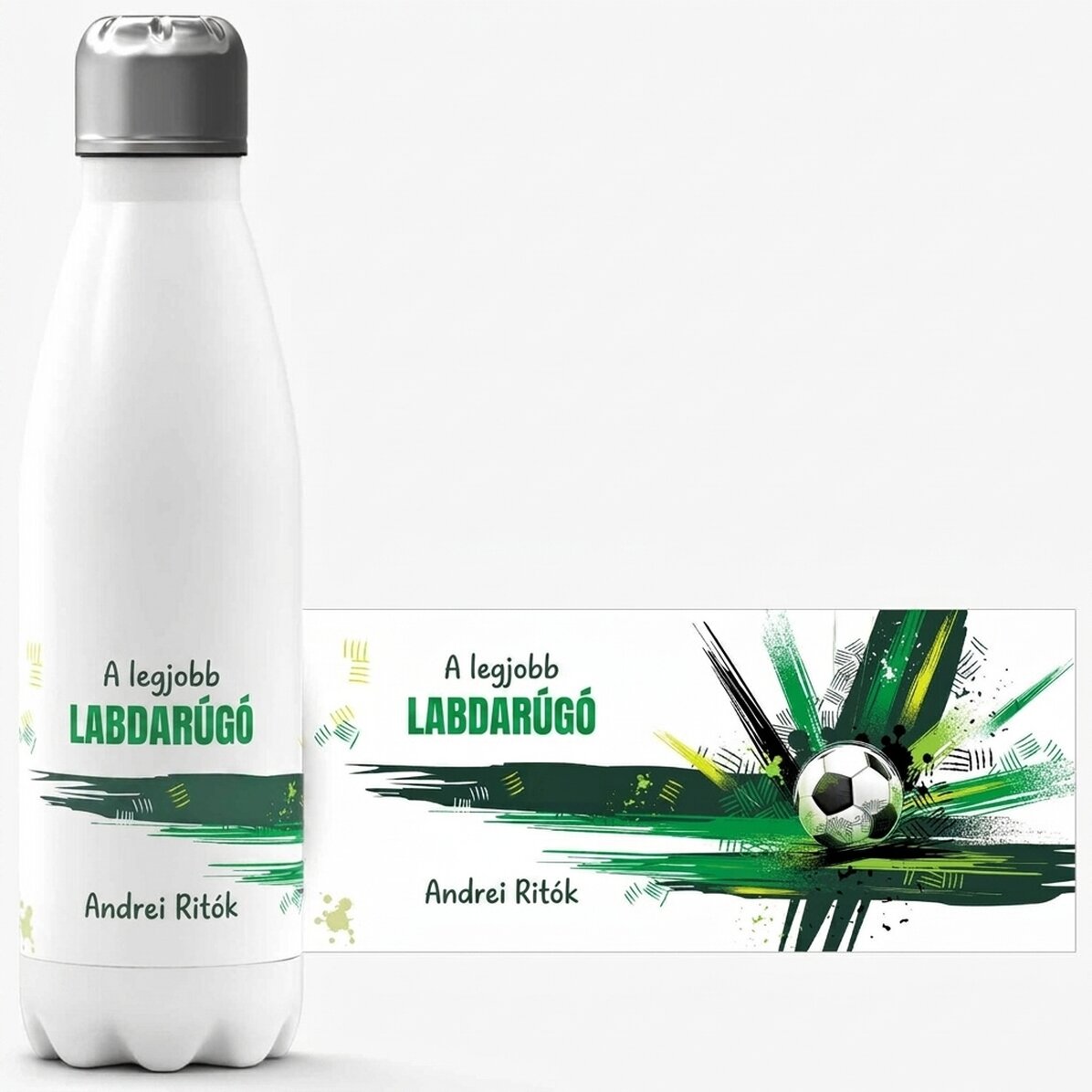 Fehér alapú, szöveggel személyre szabott termosz - Ball