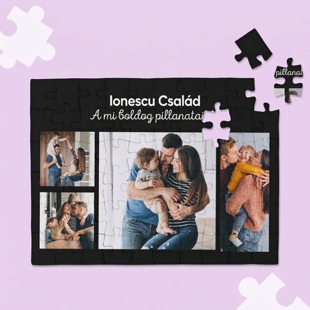 Személyre szabott puzzle 4 fotóval és szöveggel