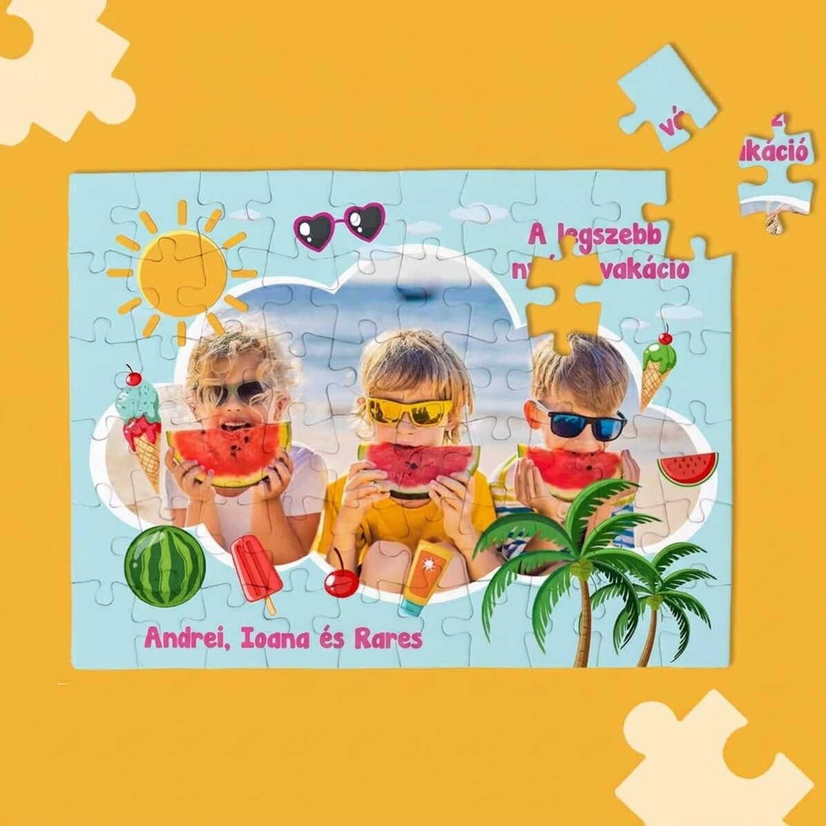 Személyre szabott puzzle gyerekeknek fotóval és szöveggel - Nyári szünet