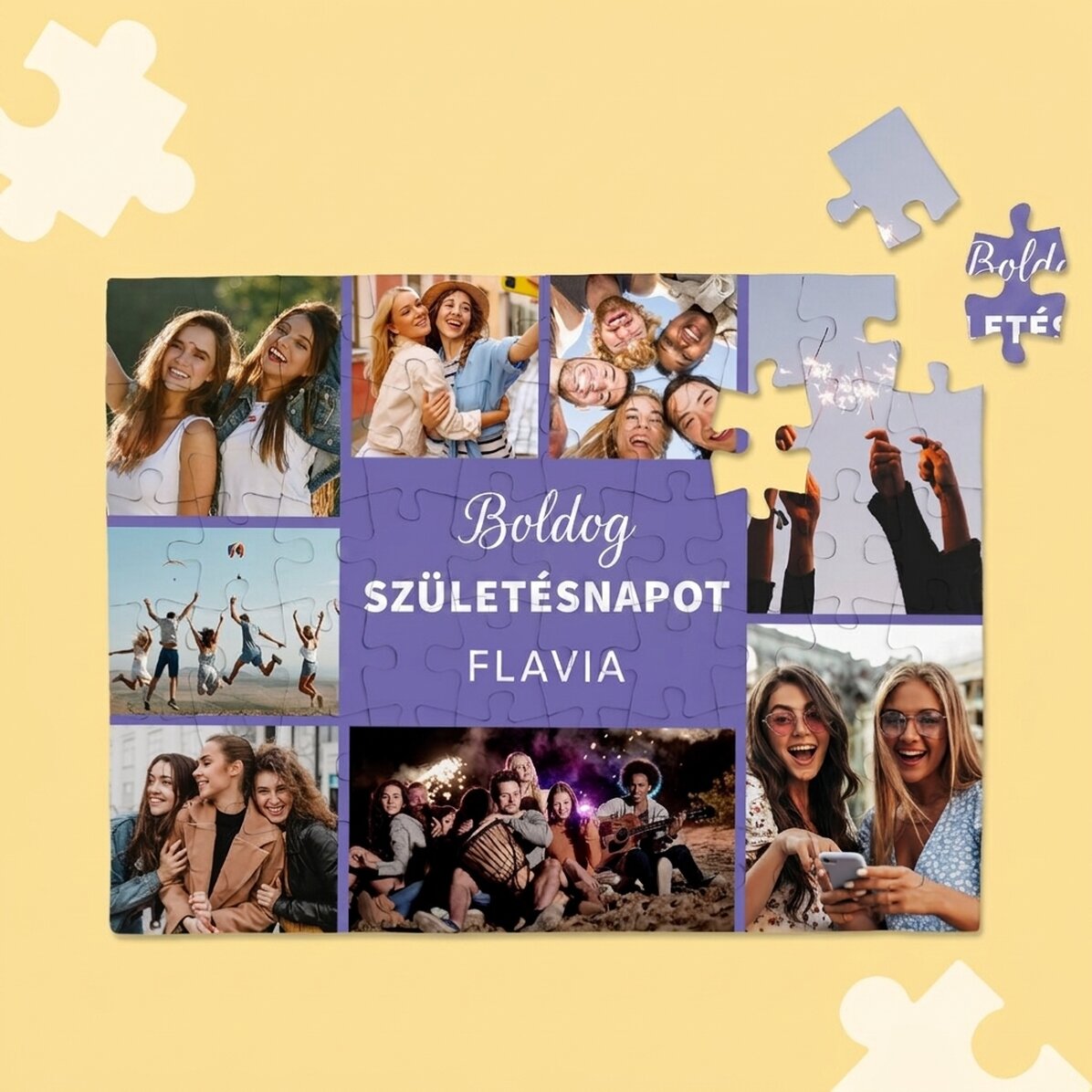 Személyre szabott puzzle 8 fotóval és szöveggel