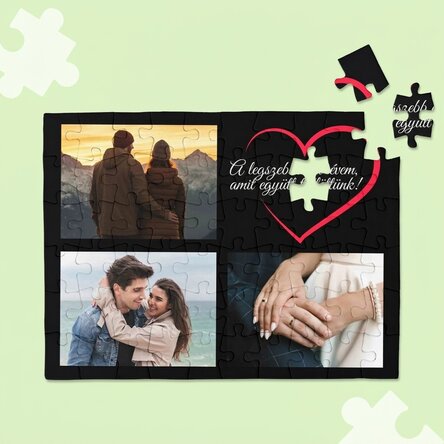 Személyre szabott puzzle 3 fotóval és szöveggel - Szerelmesek