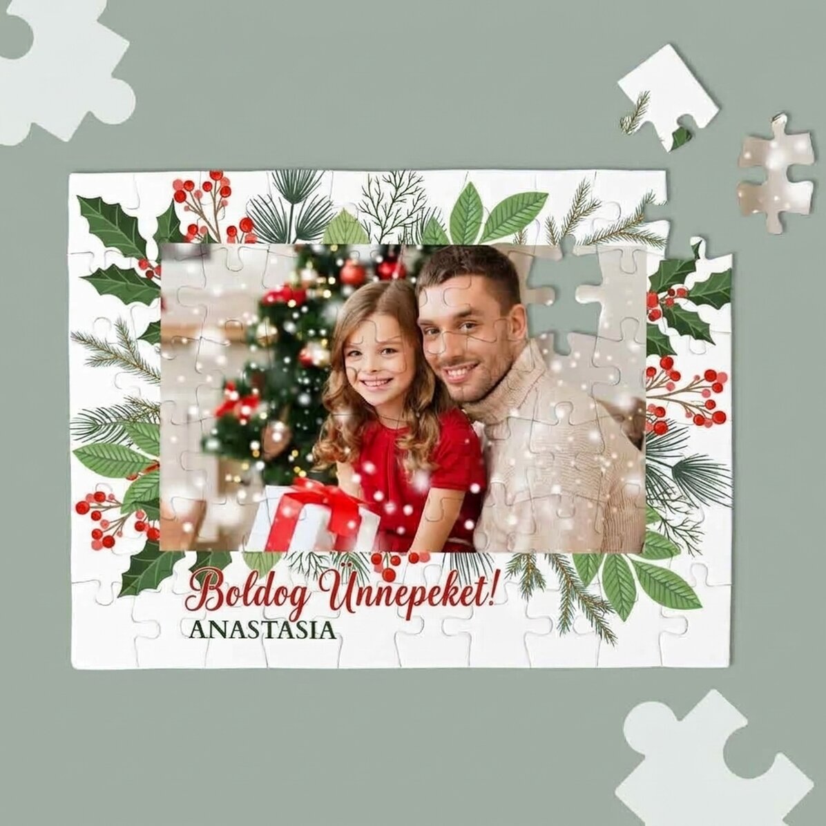 Személyre szabott puzzle fotóval és szöveggel - Mesés karácsony