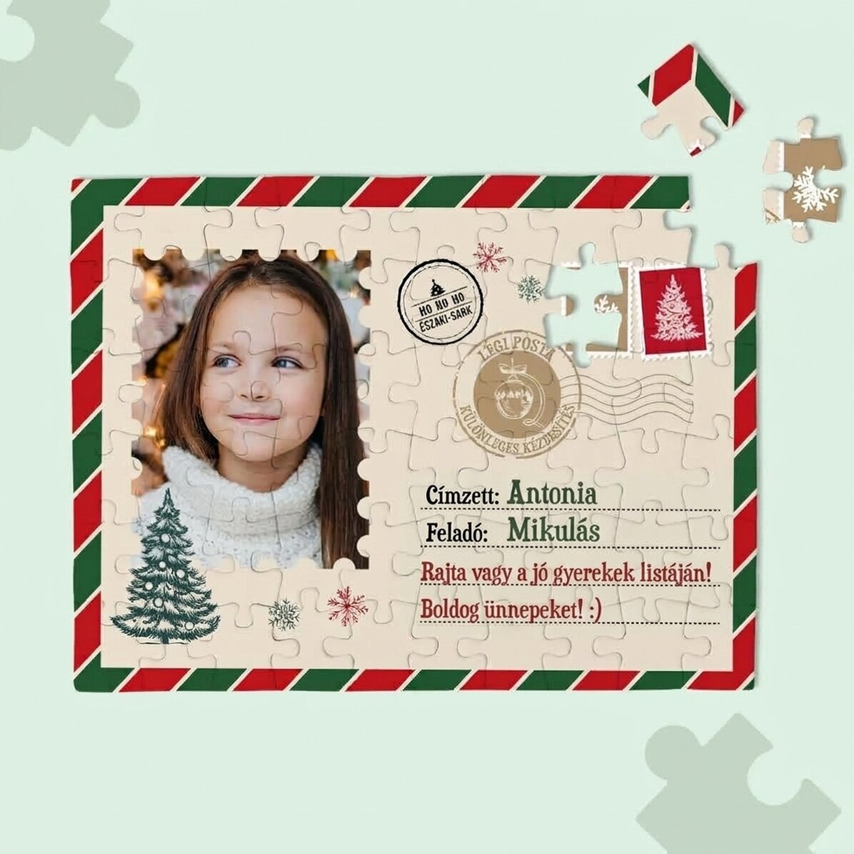 Személyre szabott puzzle gyerekeknek fotóval és szöveggel - A Mikulástól