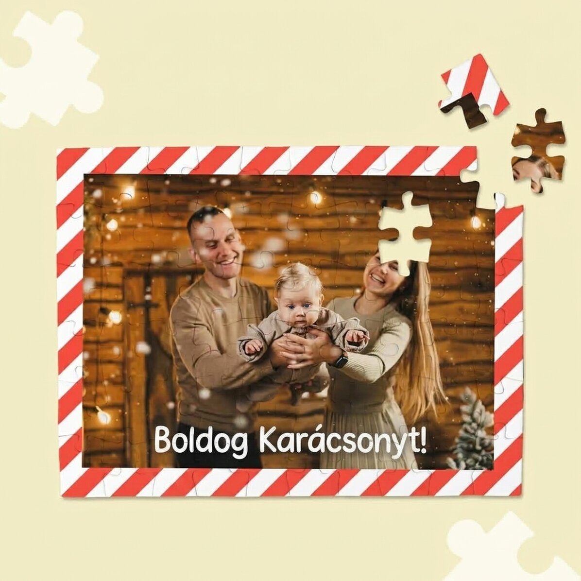 Személyre szabott puzzle fotóval és szöveggel - Boldog karácsonyt!