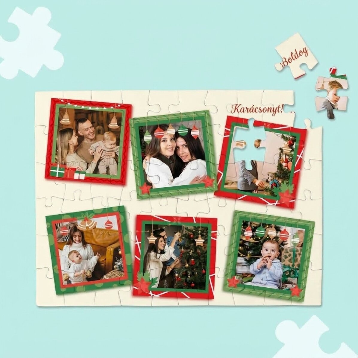 Személyre szabott puzzle 6 fotóval – karácsonyi emlékek