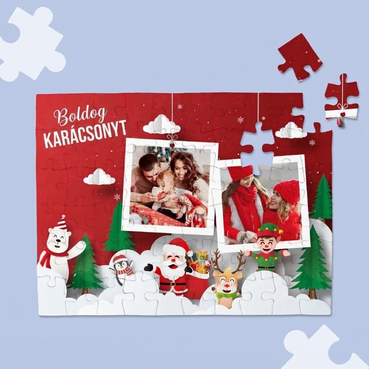 Személyre szabott puzzle 2 fotóval - Boldog karácsonyt!