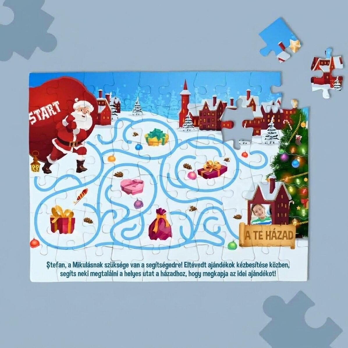 Személyre szabott puzzle gyerekeknek fotóval és szöveggel - Mikulás útja