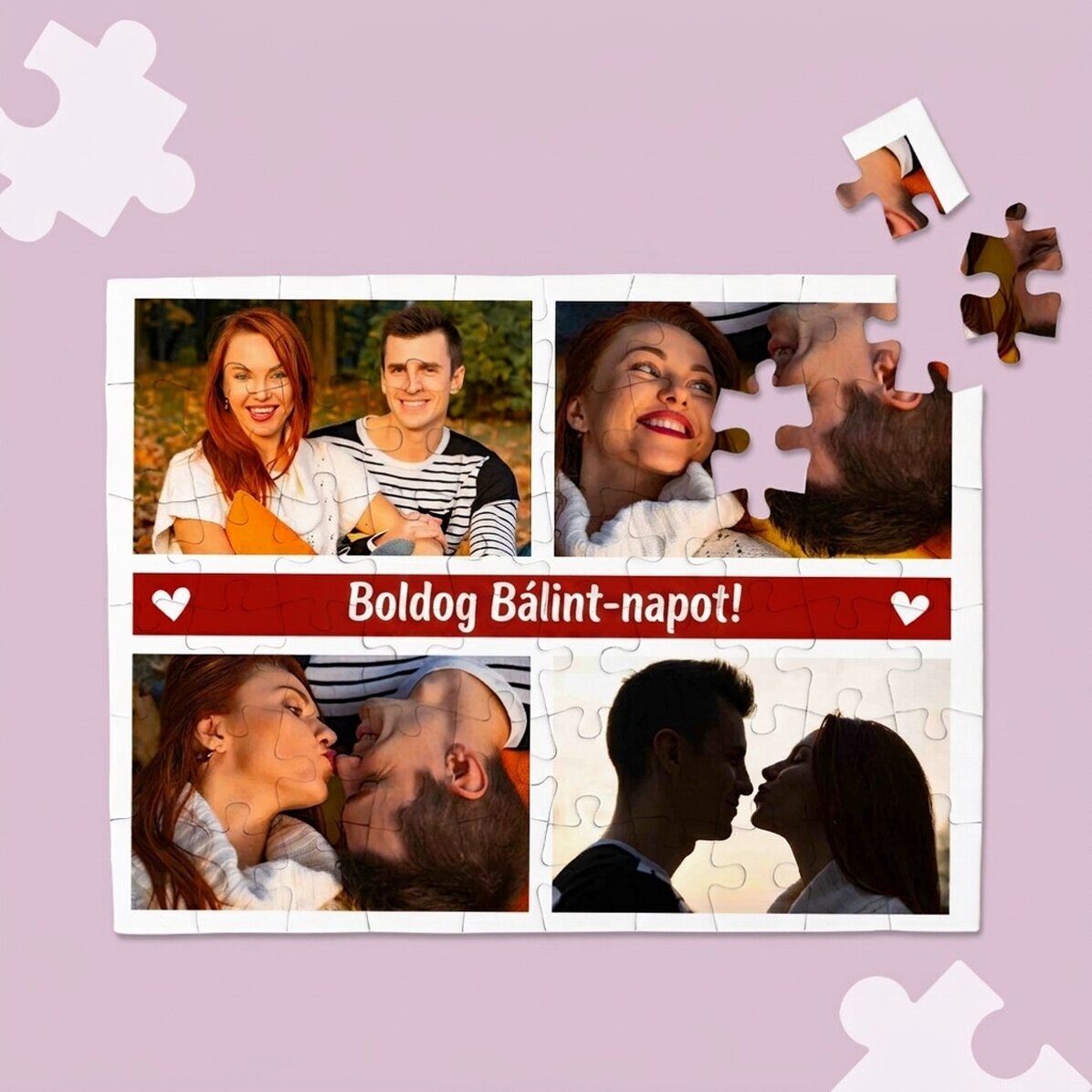Személyre szabott puzzle 4 fotóval és szöveggel - Pillanatok