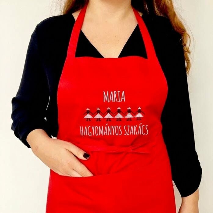 Egyedi, hagyományos hímzéssel díszített, piros színű
