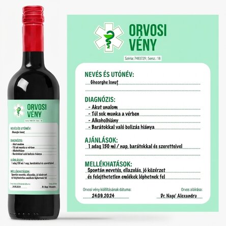 Személyre szabott bor szöveggel - Orvosi recept