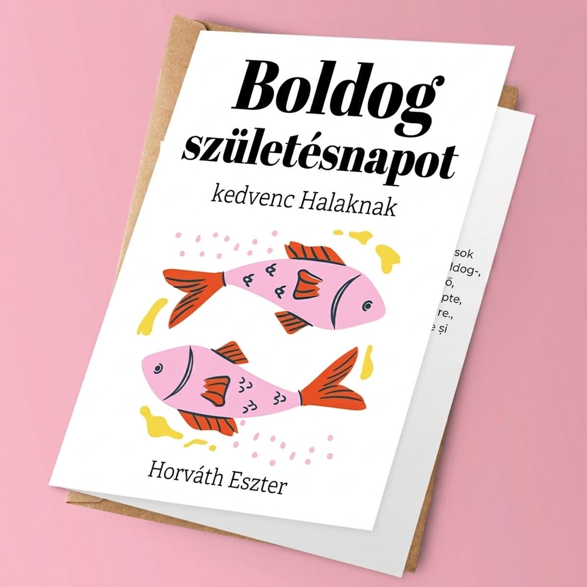 Személyre szabott üdvözlőkártya szöveggel - Halak