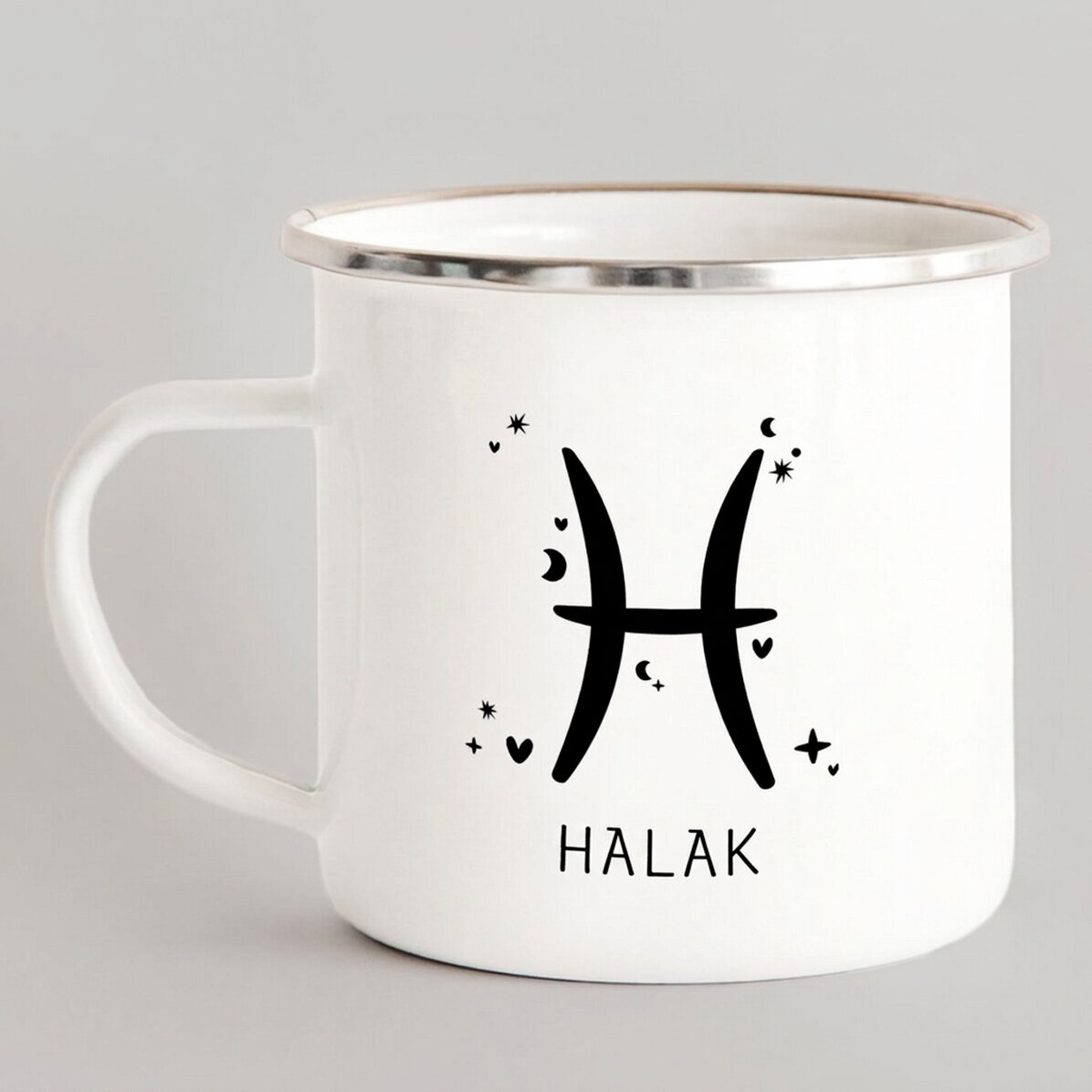 Személyre szabott zománcozott fém bögrék üzenettel - Halak