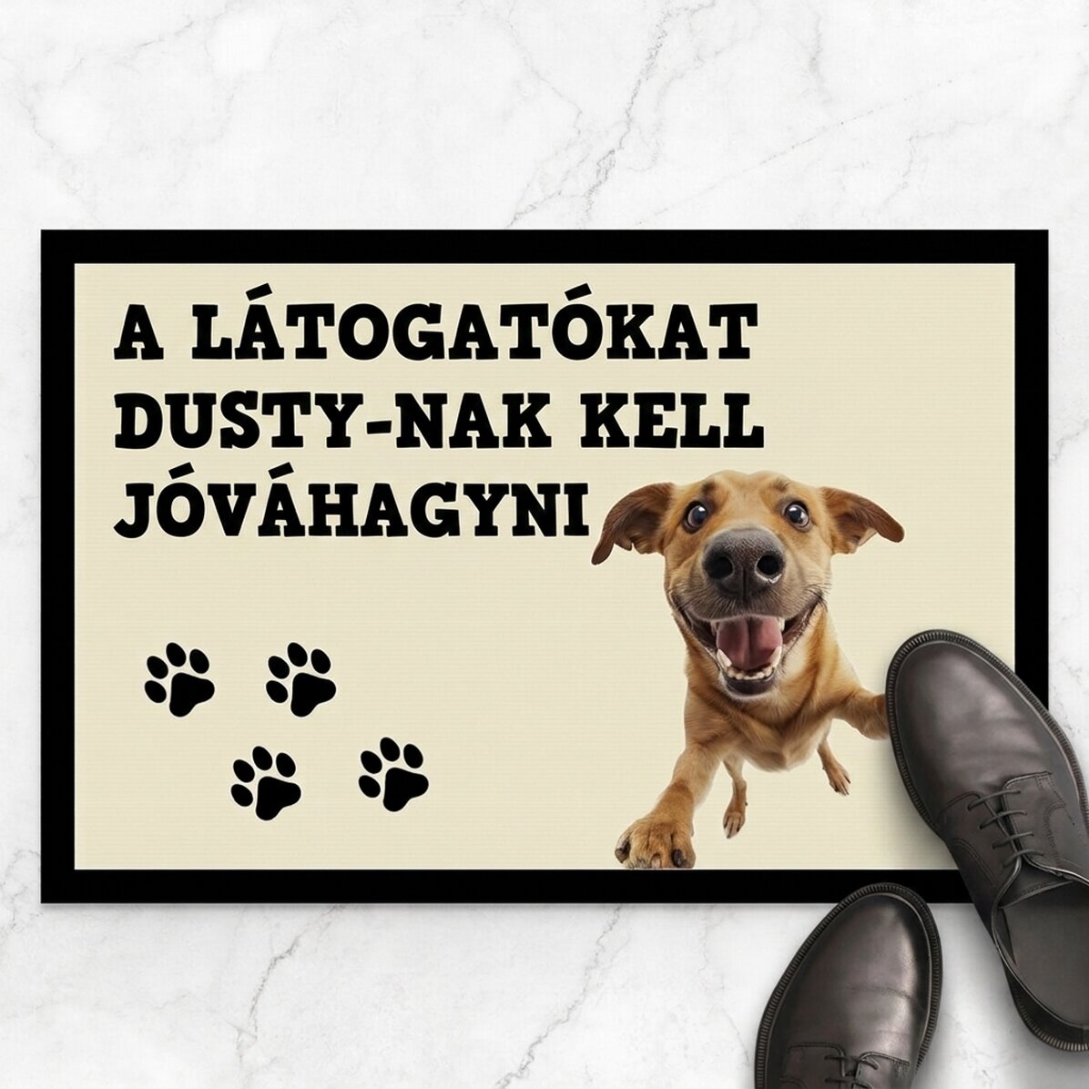 Személyre szabott lábtörlő fotóval és szöveggel - Kutya