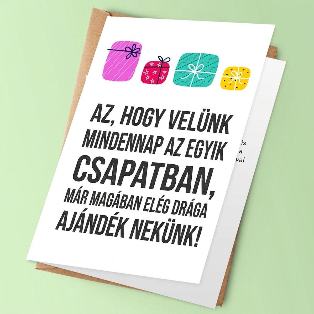 Személyre szabott üdvözlőkártya szöveggel - Mi vagyunk az ajándék