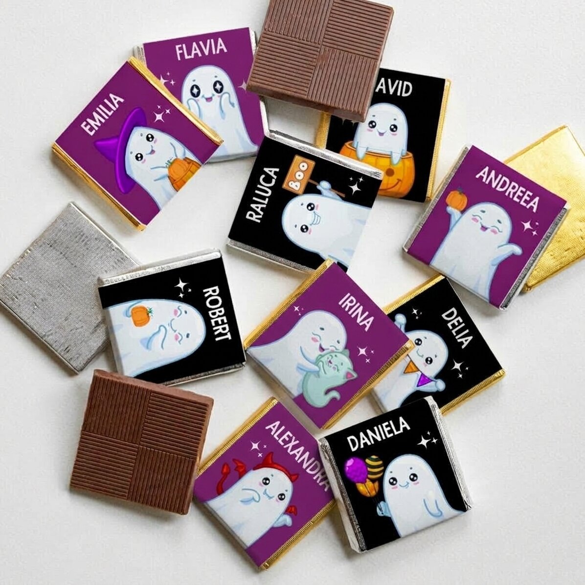 10 darabos mini csokoládé szett, személyre szabott felirattal - Cute Halloween