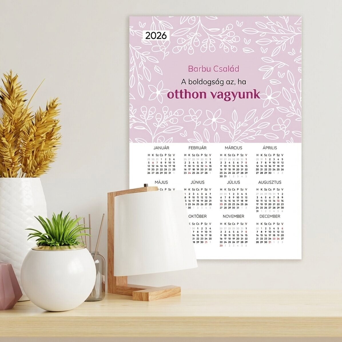 Személyre szabott naptár poszter üzenettel