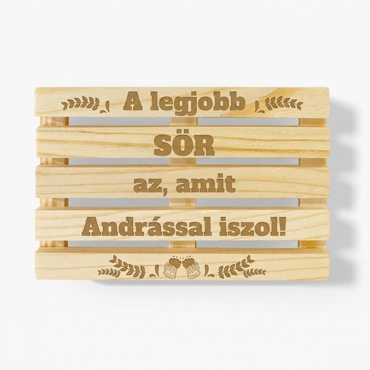Személyre szabott, raklap alakú alátét szöveggel - A legjobb sör