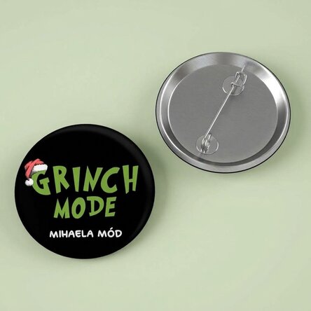 Személyre szabott kitűző szöveggel - Grinch Mode